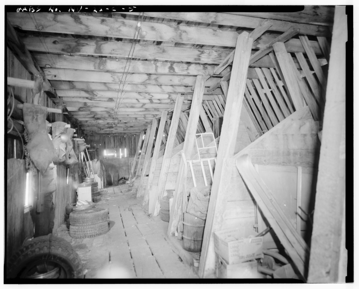 Timber interior of a historic horse barn
